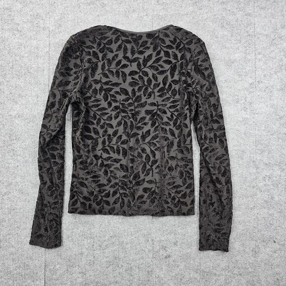 Vintage Currants Shirt Womens Medium Black Sheer Velvet Burnout Y2K 90s Goth - Picture 3 of 5
